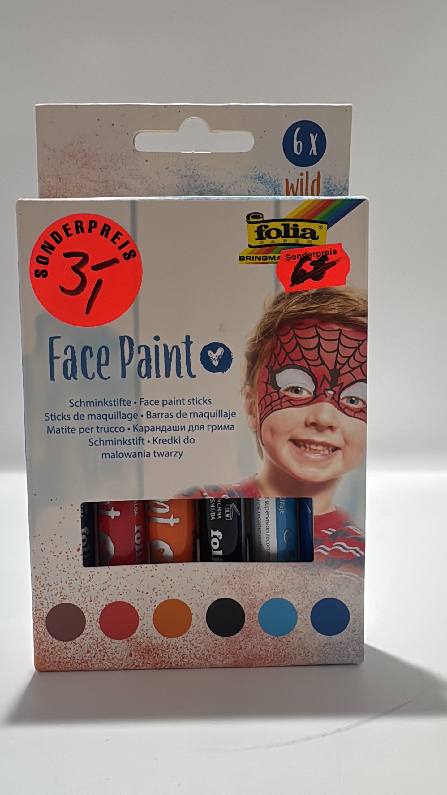 Face Paint Schminkstifte-Set „Wild“ – Kinderschminke (6 Farben)