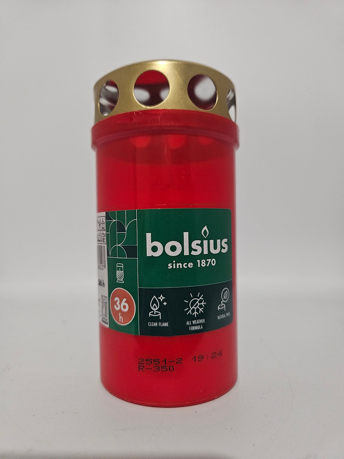 Bolsius Grablicht Rot 36h Brenndauer Grabkerze Mit Deckel