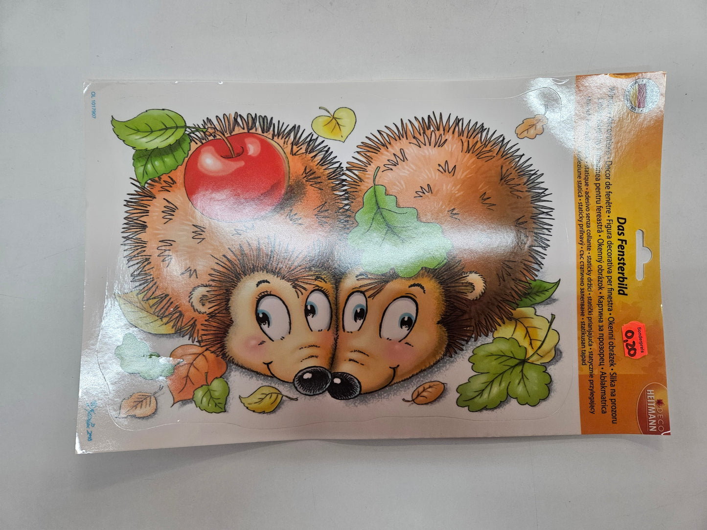 Fensterbild Igel Herbst Statisch Haftend Wiederverwendbar