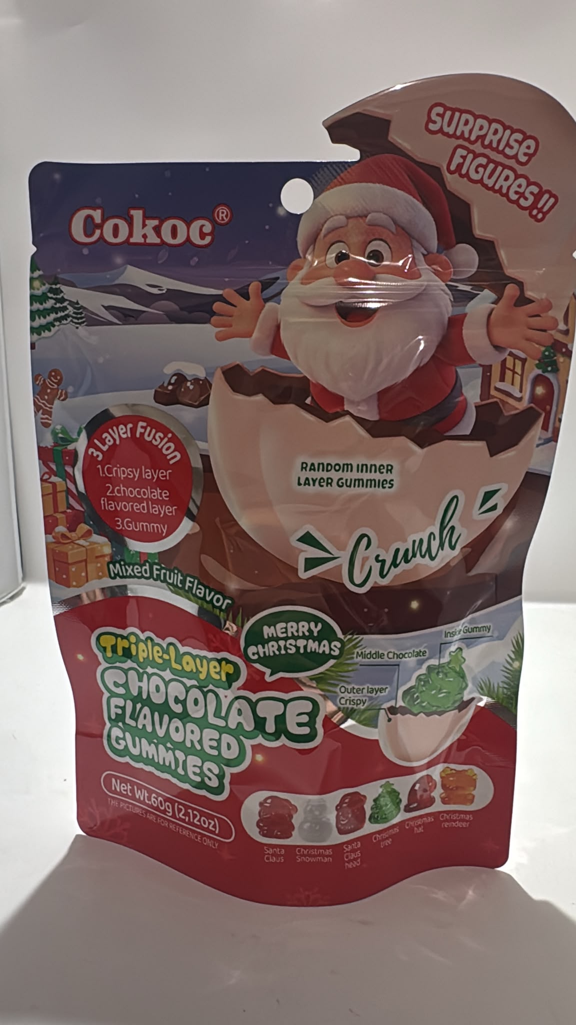 Cokoc Triple Layer Chocolate Gummies 60g Weihnachtsgummi