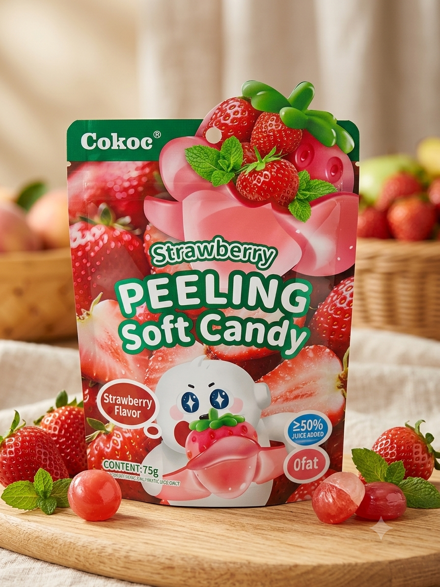 Cokoc Strawberry Peeling Soft Candy 75g