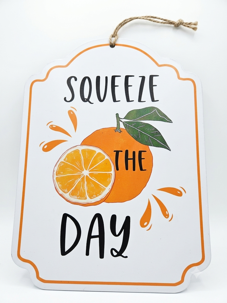 Blechschild Squeeze The Day Wandbild Orange Deko