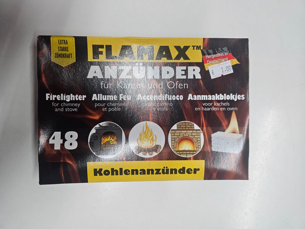FLAMAX Kohlenanzünder Anzünder Kamin Ofen 48 Stück 250g Box