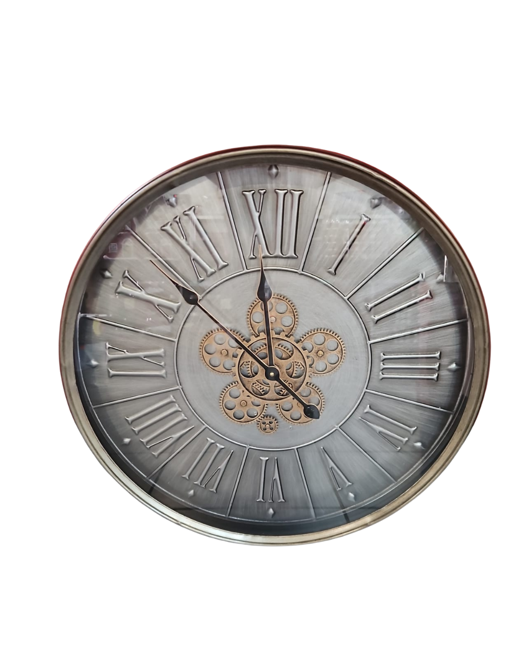 XXL Wanduhr Zahnrad Uhr Römische Zahlen Industrial Bronze 60cm