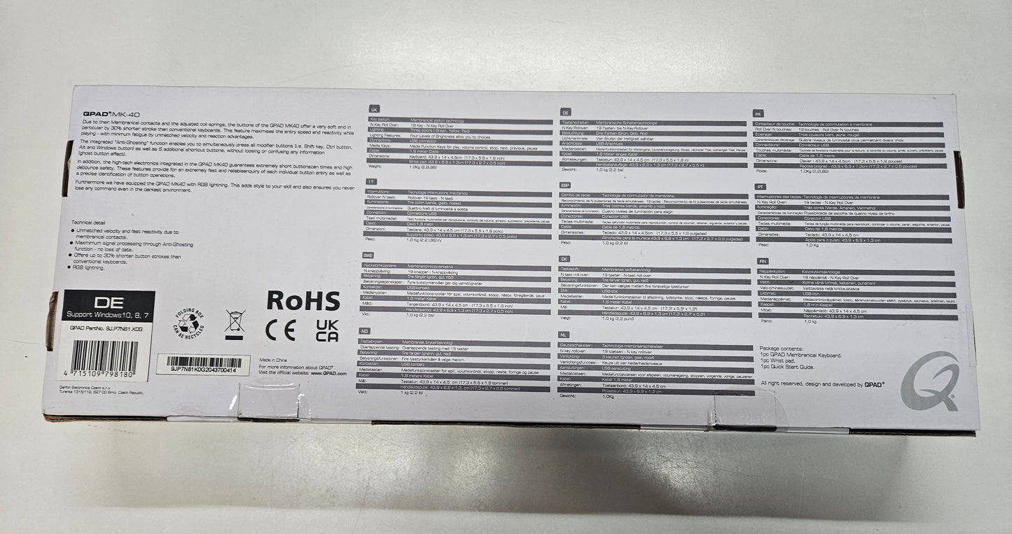 QPAD MK40 Gaming Tastatur Membranical RGB