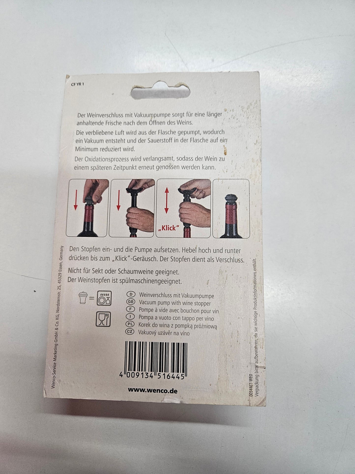 Wenco Weinverschluss mit Vakuumpumpe – Frischer Wein länger genießen
