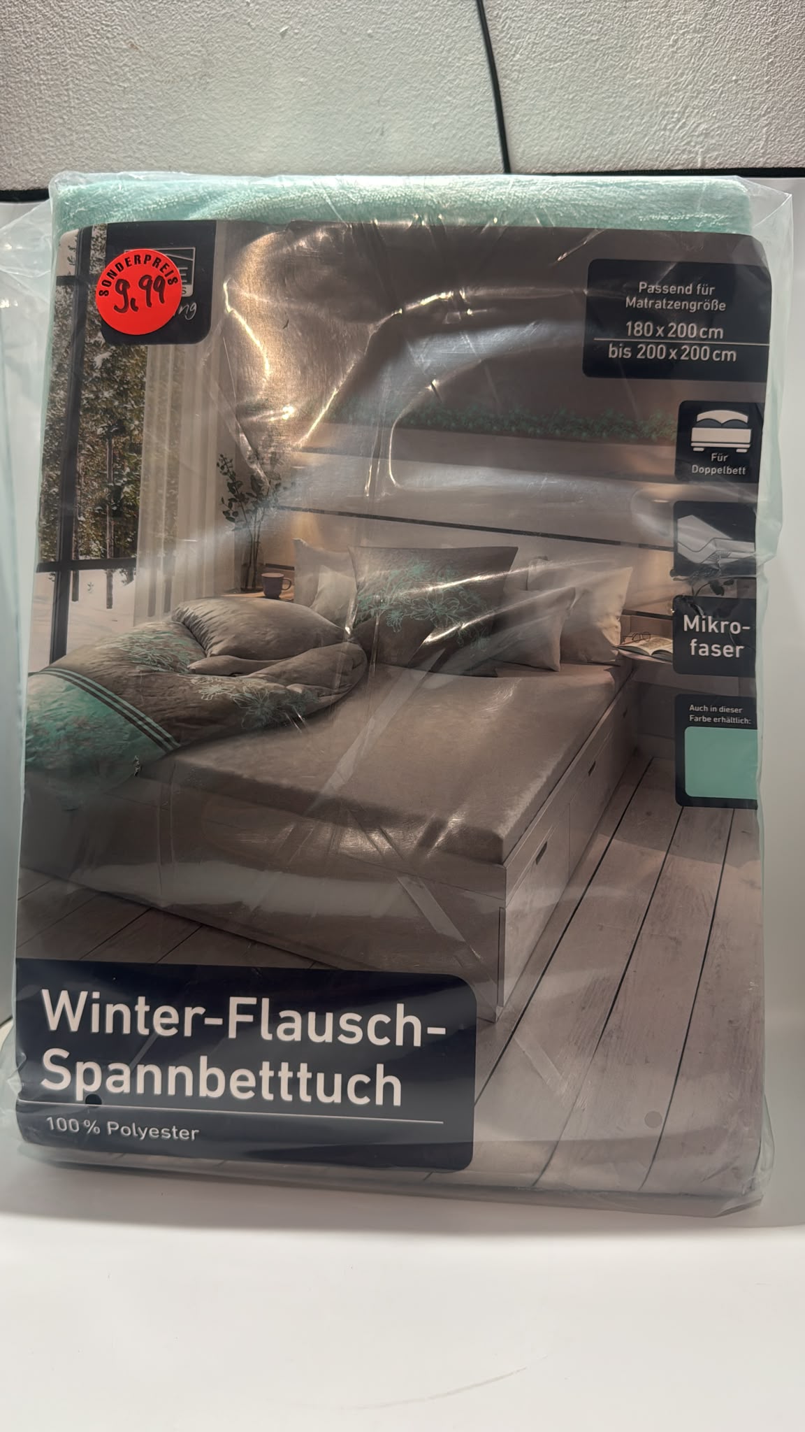 Winter Flausch Spannbetttuch Mint 180x200–200x200 cm Mikrofaser
