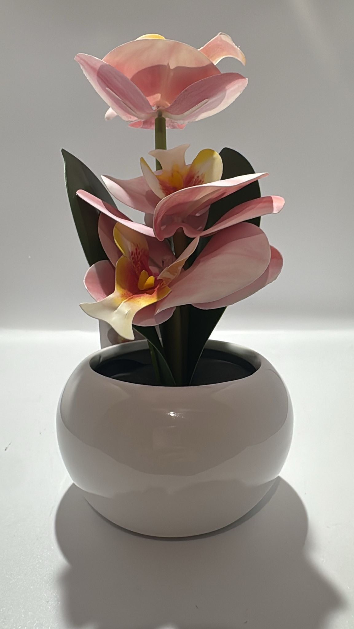 LED Kunstpflanze Orchidee im Topf Rosa Deko