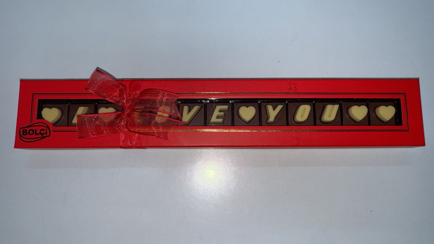 I Love You“ Schokolade 82g – Geschenkbox (MHD überschritten)