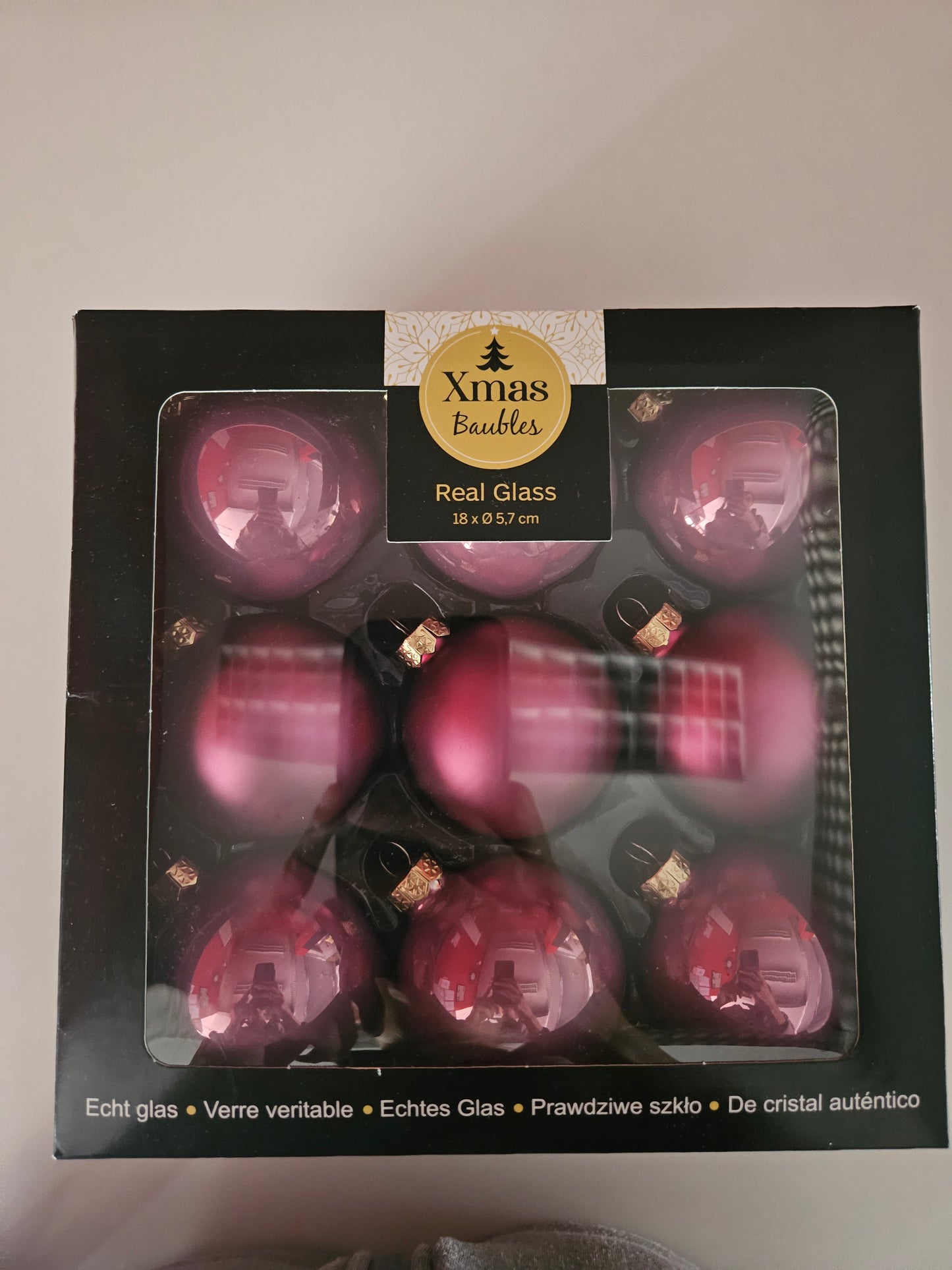 Weihnachtskugeln Glas Rosa 18er Set 5,7cm