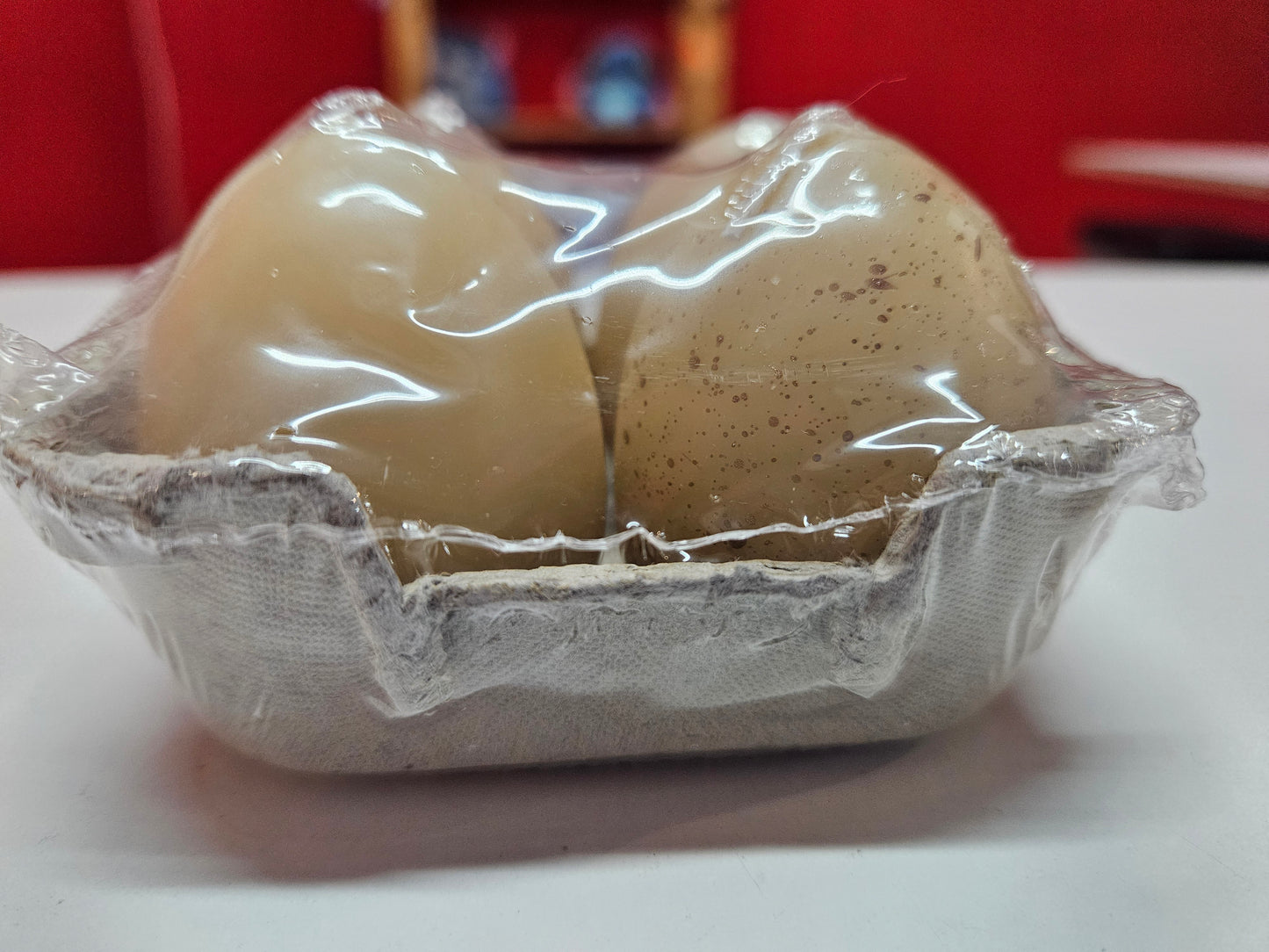 4er Set Ostereier Kerzen Beige – Osterdeko im Eierkarton