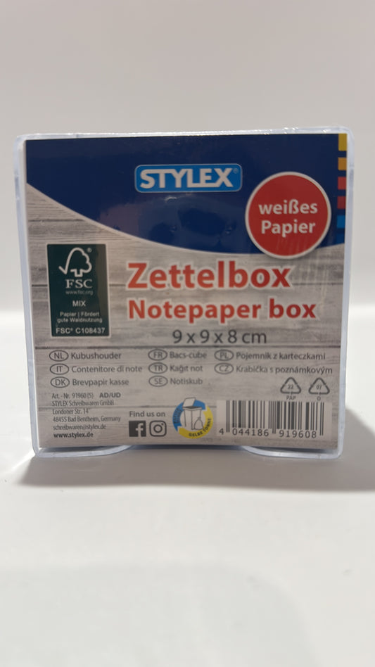 STYLEX Zettelbox weiß 9x9x8cm | Praktischer Notizblock⁠