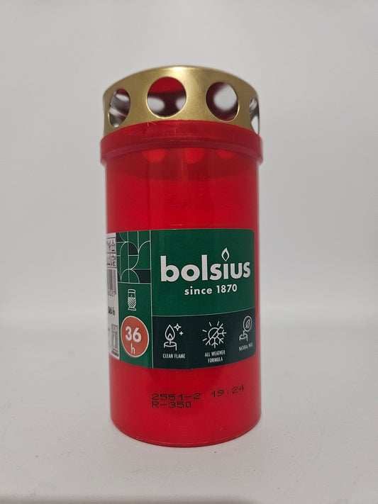 Bolsius Grablicht Rot 36h Brenndauer Grabkerze Mit Deckel