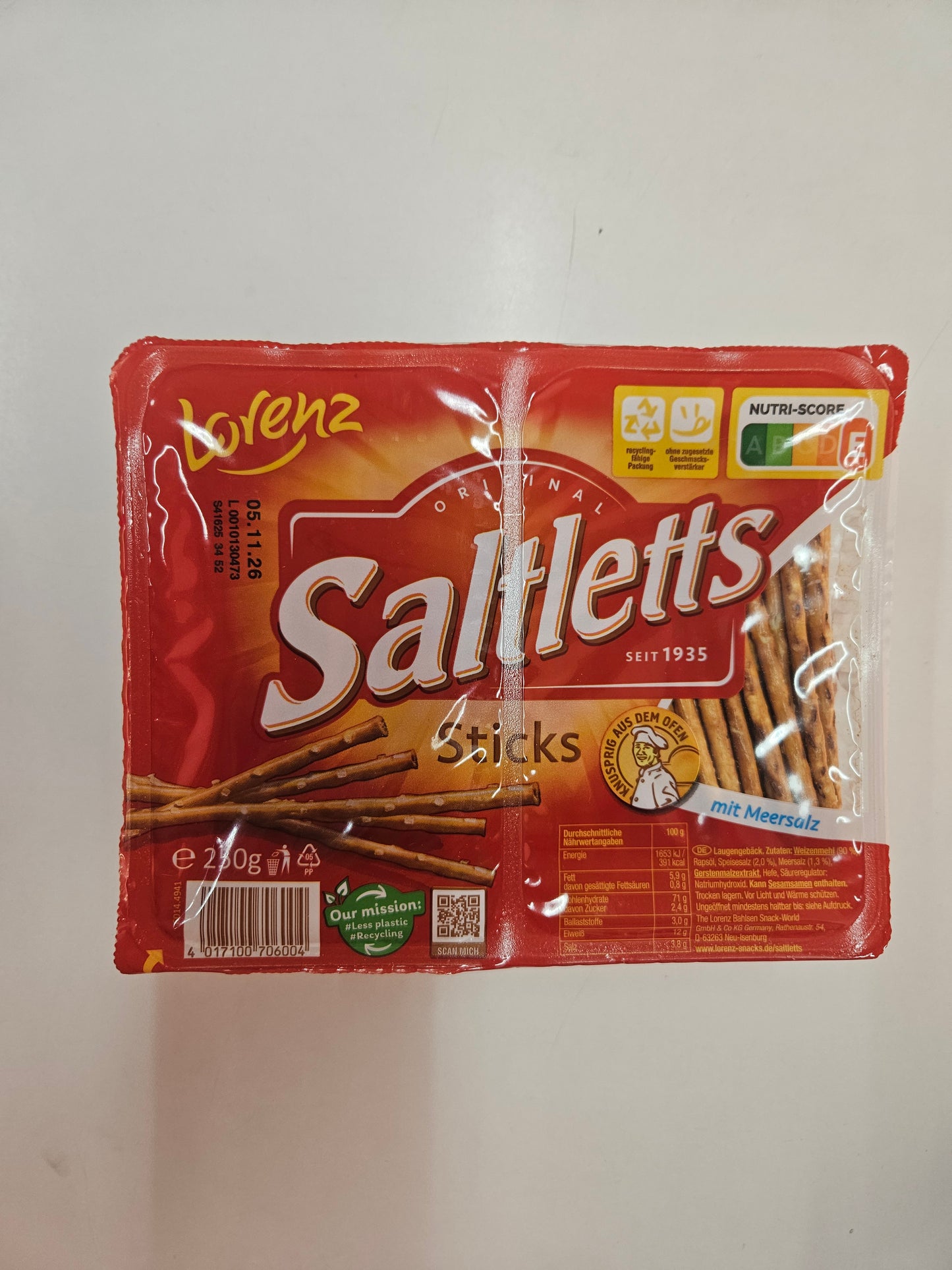 Lorenz Saltletts Sticks mit Meersalz Knabbergebäck 250g