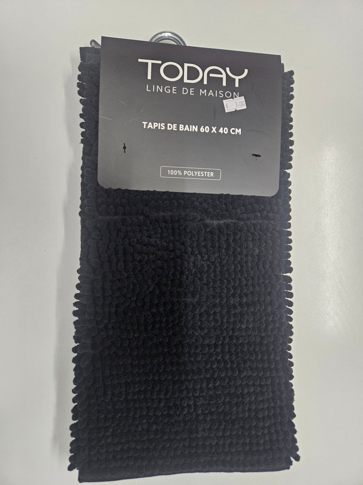TODAY Chenille Badematte Schwarz/dunkelgrau 60x40cm Badvorleger Teppich