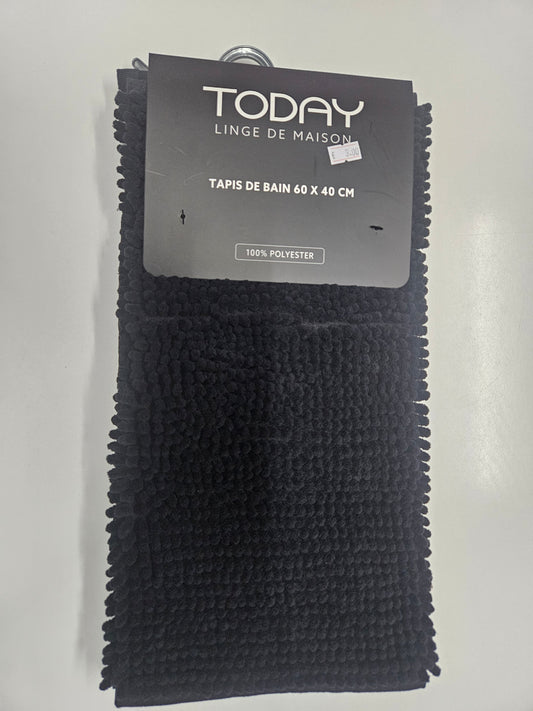 TODAY Chenille Badematte Schwarz/dunkelgrau 60x40cm Badvorleger Teppich