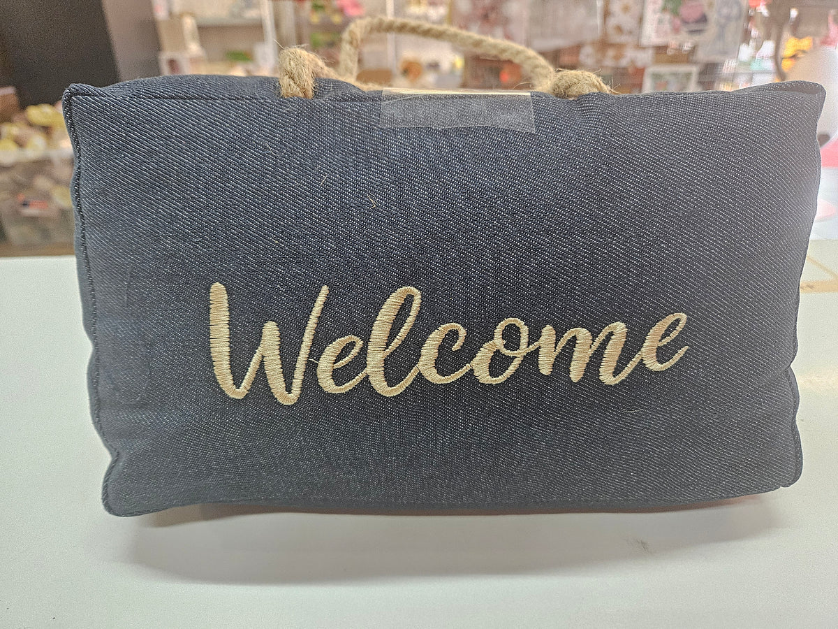 Türstopper Blue Welcome 28x9x15 cm Jeans-Optik – Deco Nature