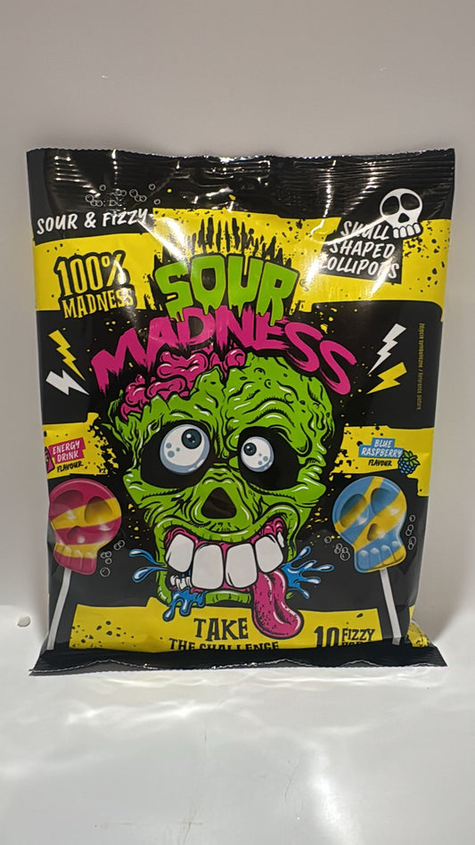 Sour Madness Skull Lollipops 10er – Extrem saure Totenkopf Lollis