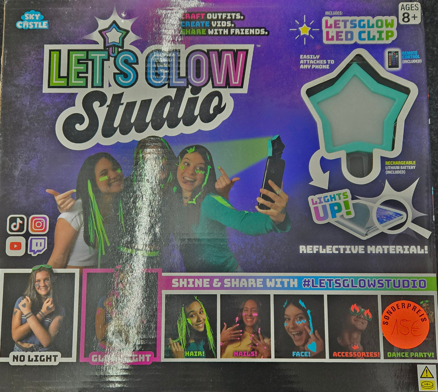 Let’s Glow Studio Komplett Set LED Selfie Clip TikTok