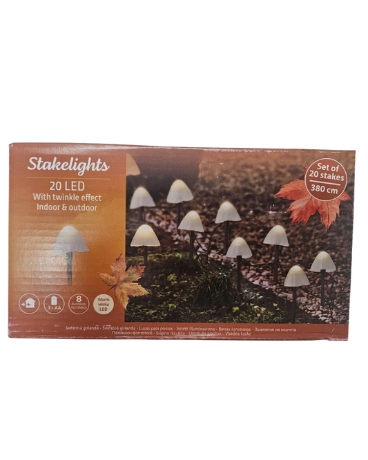 LED Gartenstecker Pilze 20er Set Warmweiß Outdoor 3,8m