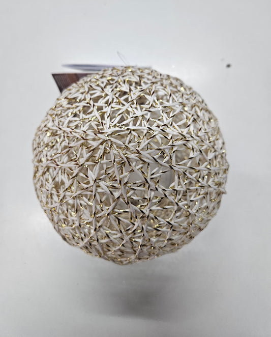 LED Papierkugel 15 cm – Beleuchtete Deko-Kugel Weiß & Gold