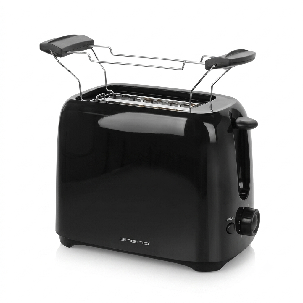 Emerio Toaster Schwarz mit Broetchenaufsatz 700W