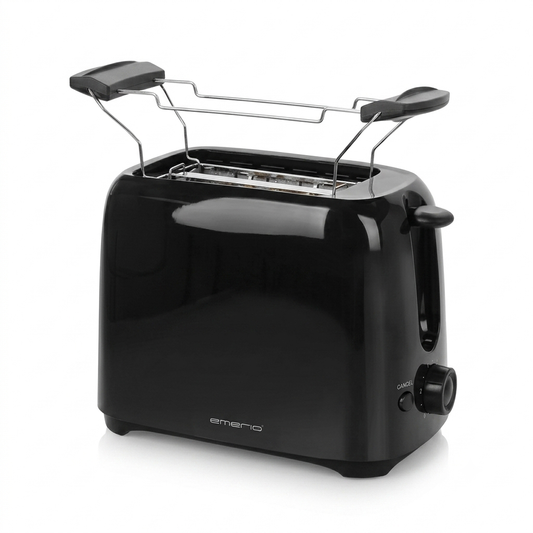 Emerio Toaster Schwarz mit Broetchenaufsatz 700W