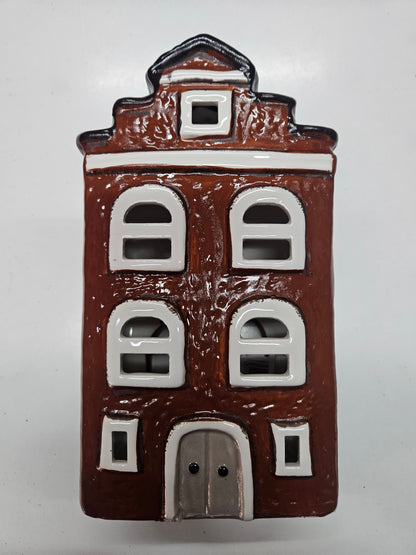 Teelichthalter Haus Keramik Braun 13x22cm – Lichthaus Wurm