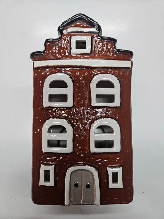 Teelichthalter Haus Keramik Braun 13x22cm – Lichthaus Wurm