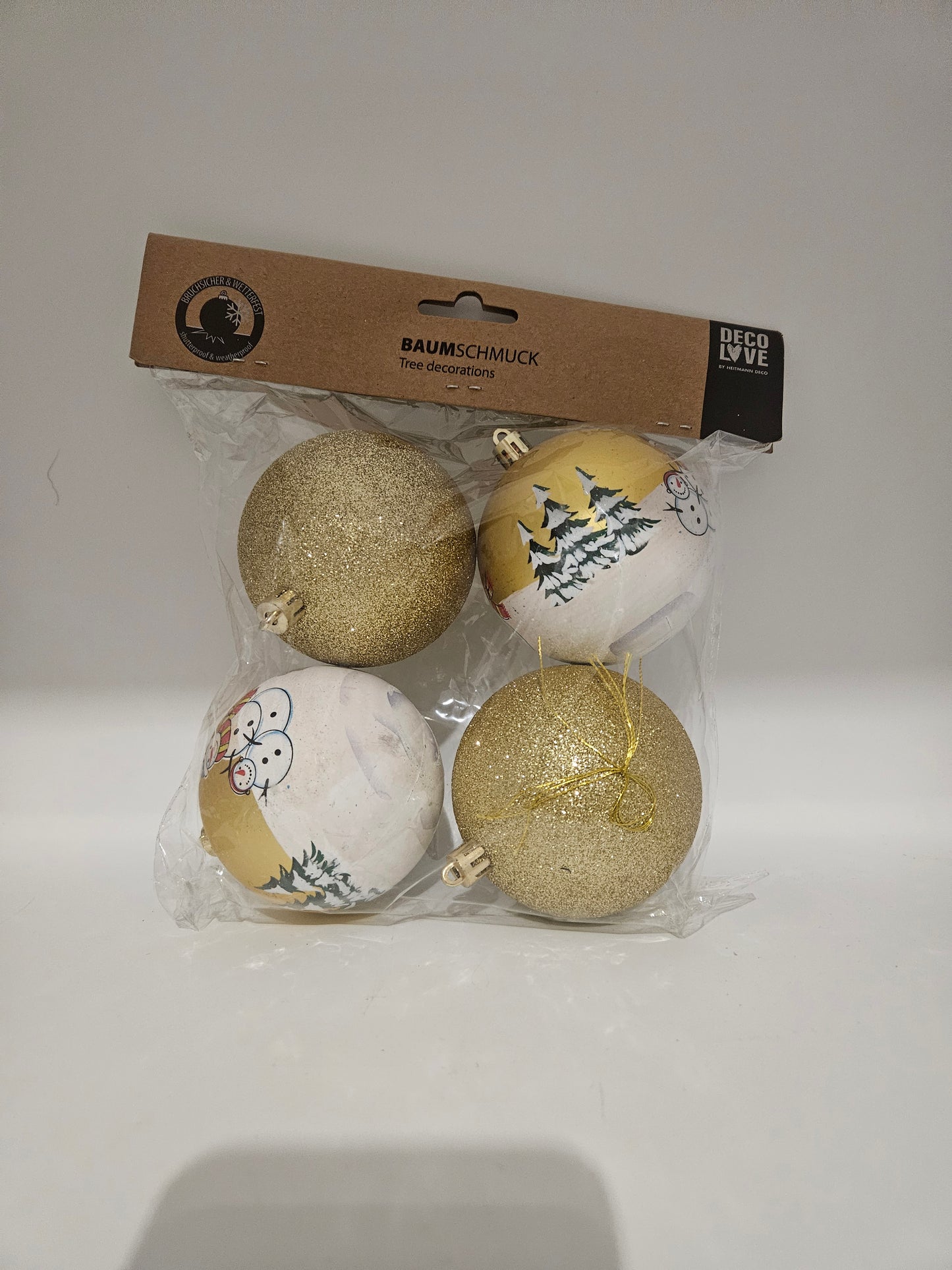 Weihnachtskugeln Kunststoff Gold 4er Set DECO