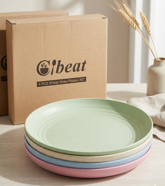 Cibeat Weizenstroh Teller 4er Set