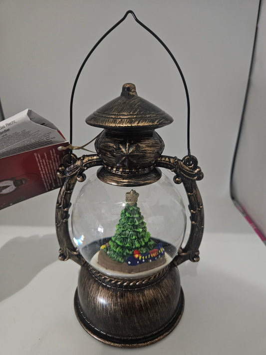 LED Laterne Schneekugel Tannenbaum Bronze Deko