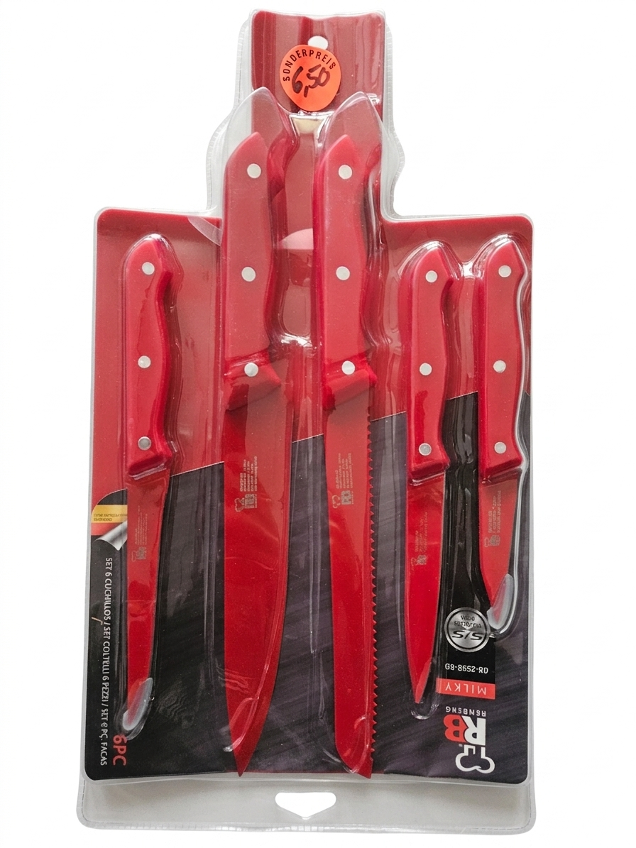 Messerset 6 teilig rot Edelstahl