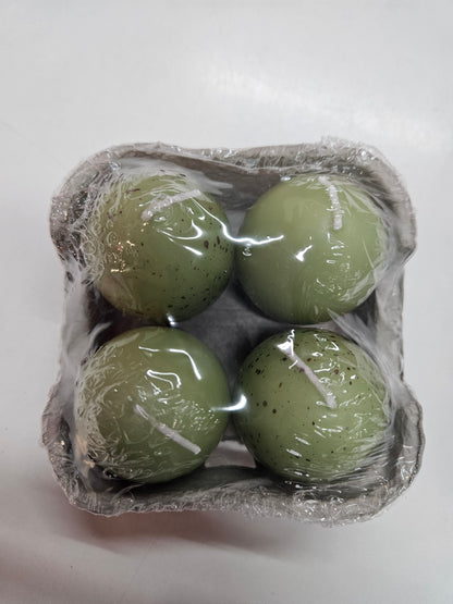 4er Set Ostereier Kerzen Salbeigrün – Osterdeko im Eierkarton