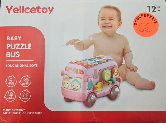 Baby Puzzle Bus Motorikspielzeug ab 1 Jahr Rosa