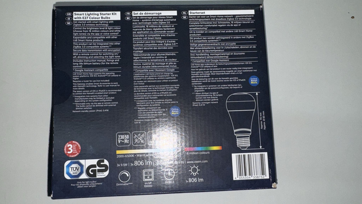Smart Lighting Starter Kit E27 – Zigbee 3.0, Farb- & Weißlicht
