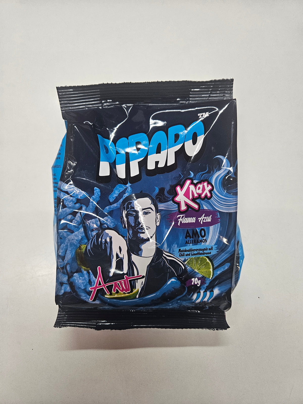 PiPAPO Knax Flama Azul Amo 70g – Mais-Snack Chili & Limette