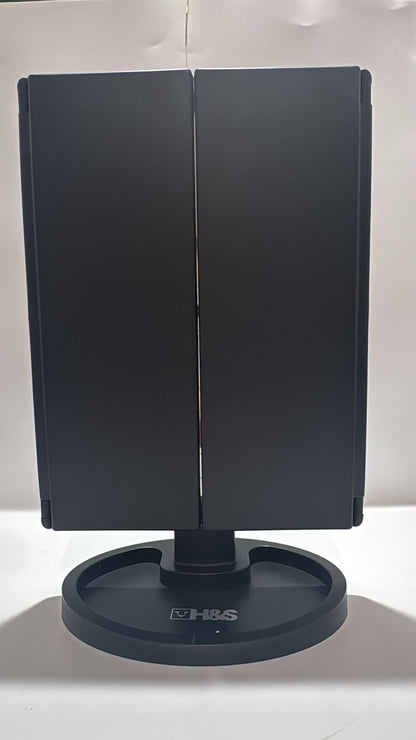 LED Tri-Fold Make-up Spiegel mit Licht & Vergrößerung Schwarz