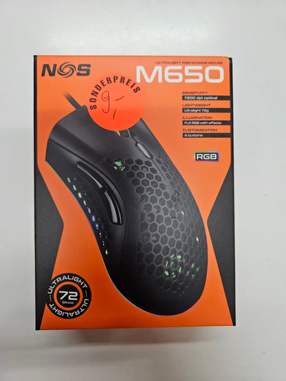 NOS M650 Ultralight RGB Gaming Maus 72g 7200 DPI