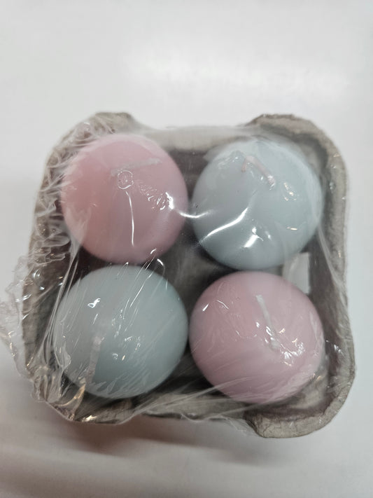 4er Set Ostereier Kerzen Pastell – Osterdeko im Eierkarton