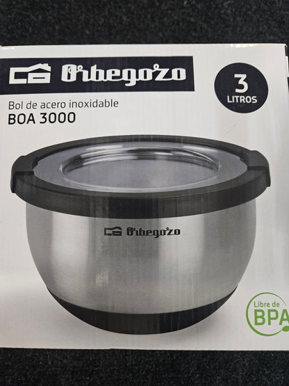 Orbegozo BOA 3000 Edelstahlschüssel 3 L mit Deckel BPA-frei