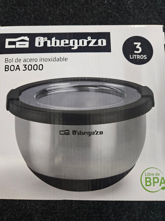 Orbegozo BOA 3000 Edelstahlschüssel 3 L mit Deckel BPA-frei