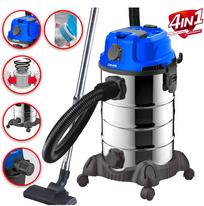 DMS Industriestaubsauger NTSC-30 – Nass & Trocken, 2300W, 30L, Blasfunktion