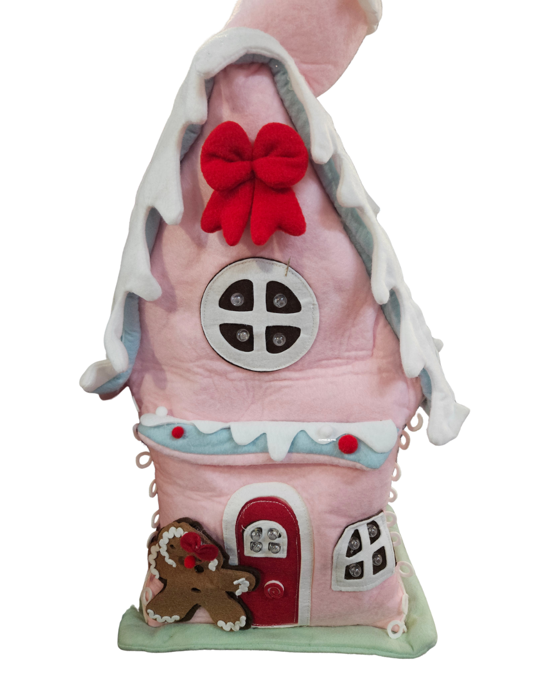 LED Lebkuchenhaus rosa 60cm Faltbar mit Timer Weihnachtsdeko