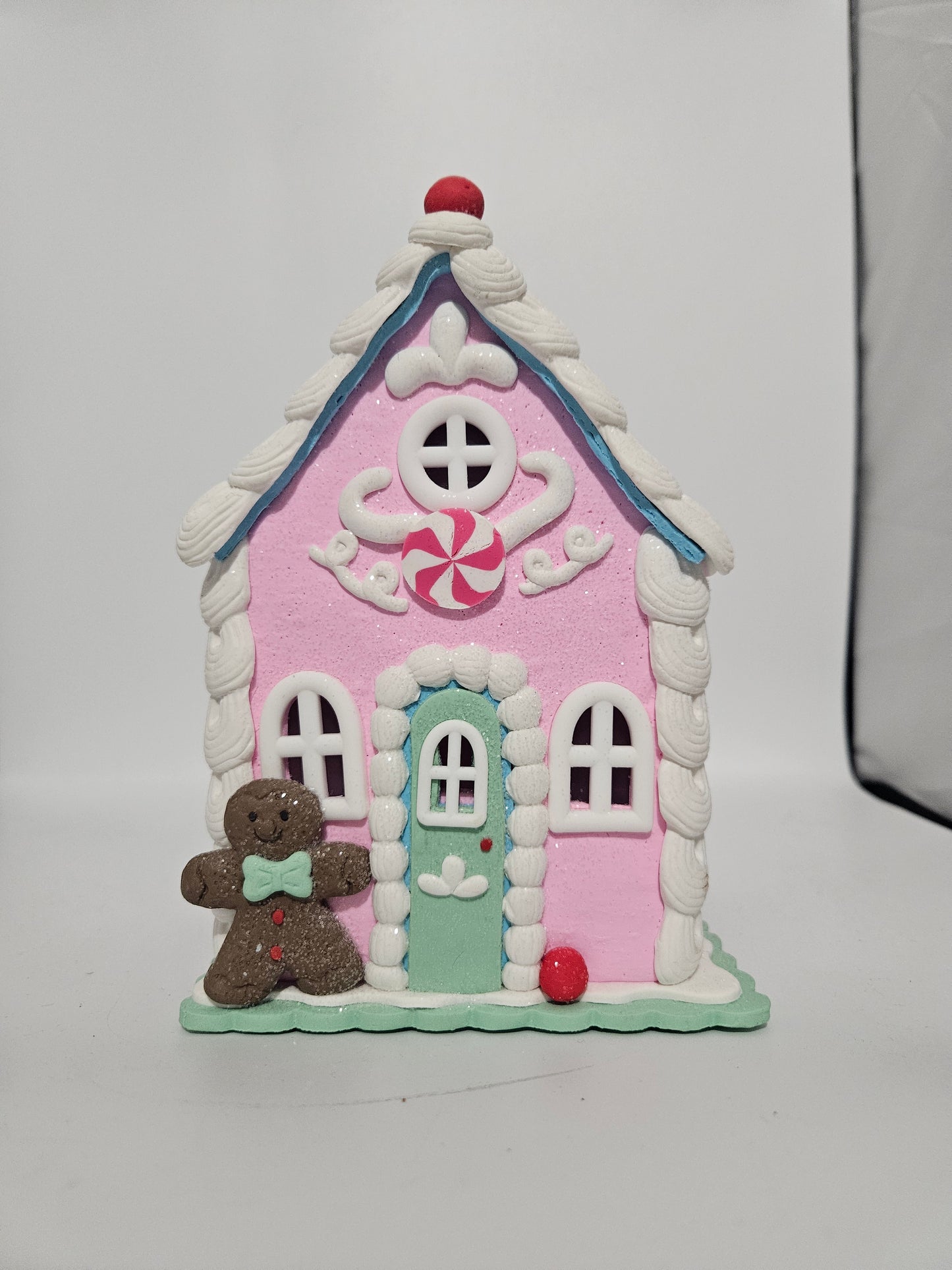 LED Lebkuchenhaus Rosa Lebkuchenmann Deko Haus