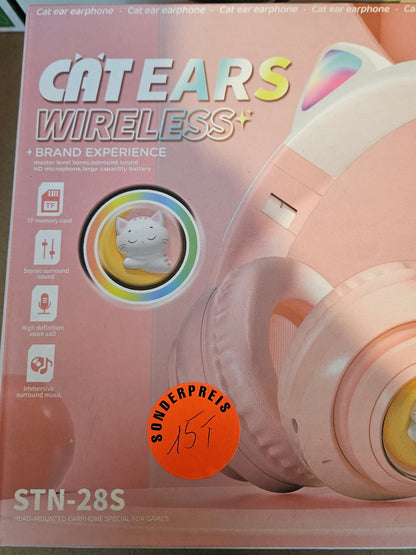 STN-28S Katzenohr Bluetooth Kopfhörer Kinder Rosa LED