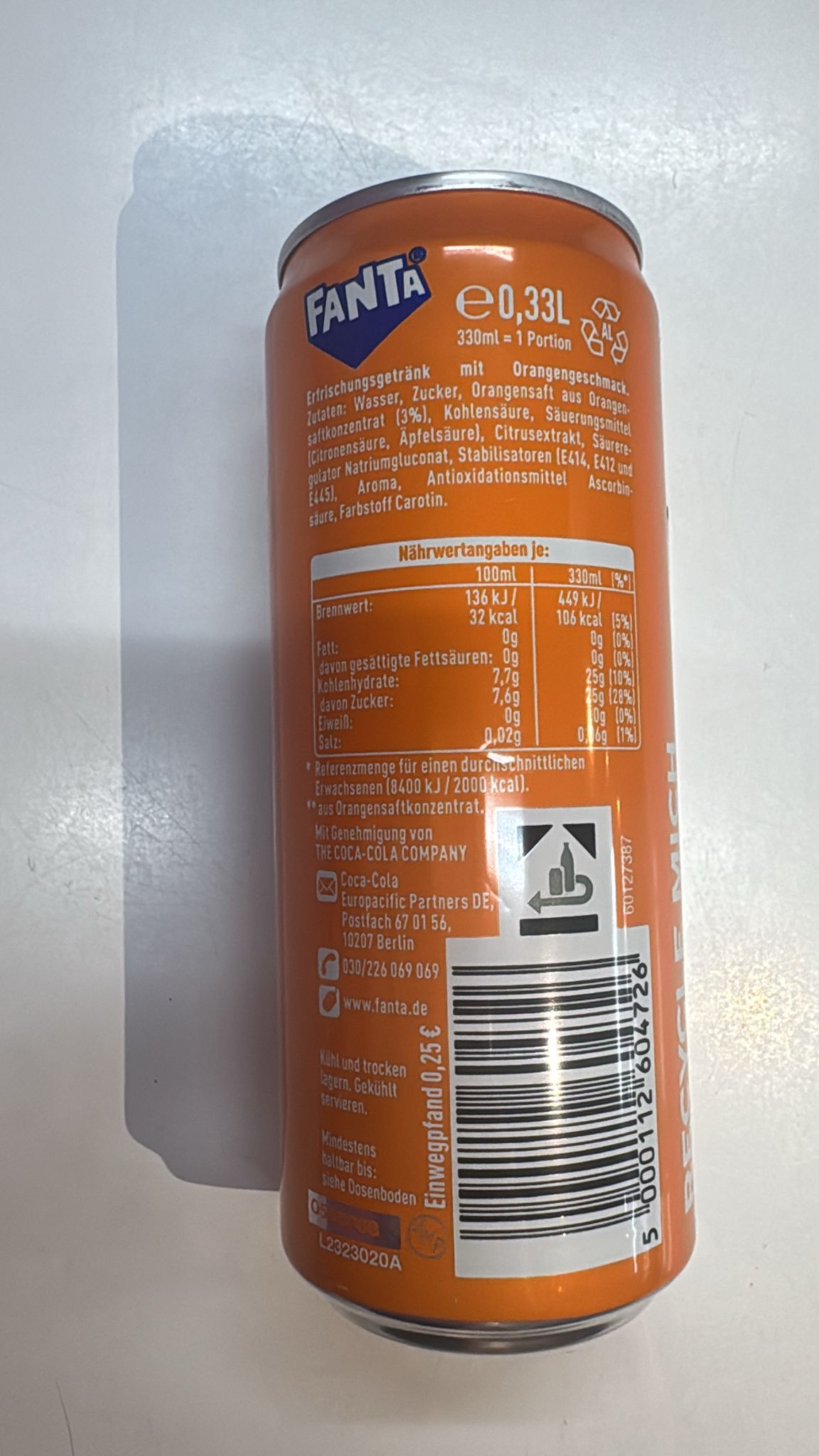 Fanta Orange 0,33 l Dose – Erfrischungsgetränk mit Orangengeschmack & Fruchtsaft
