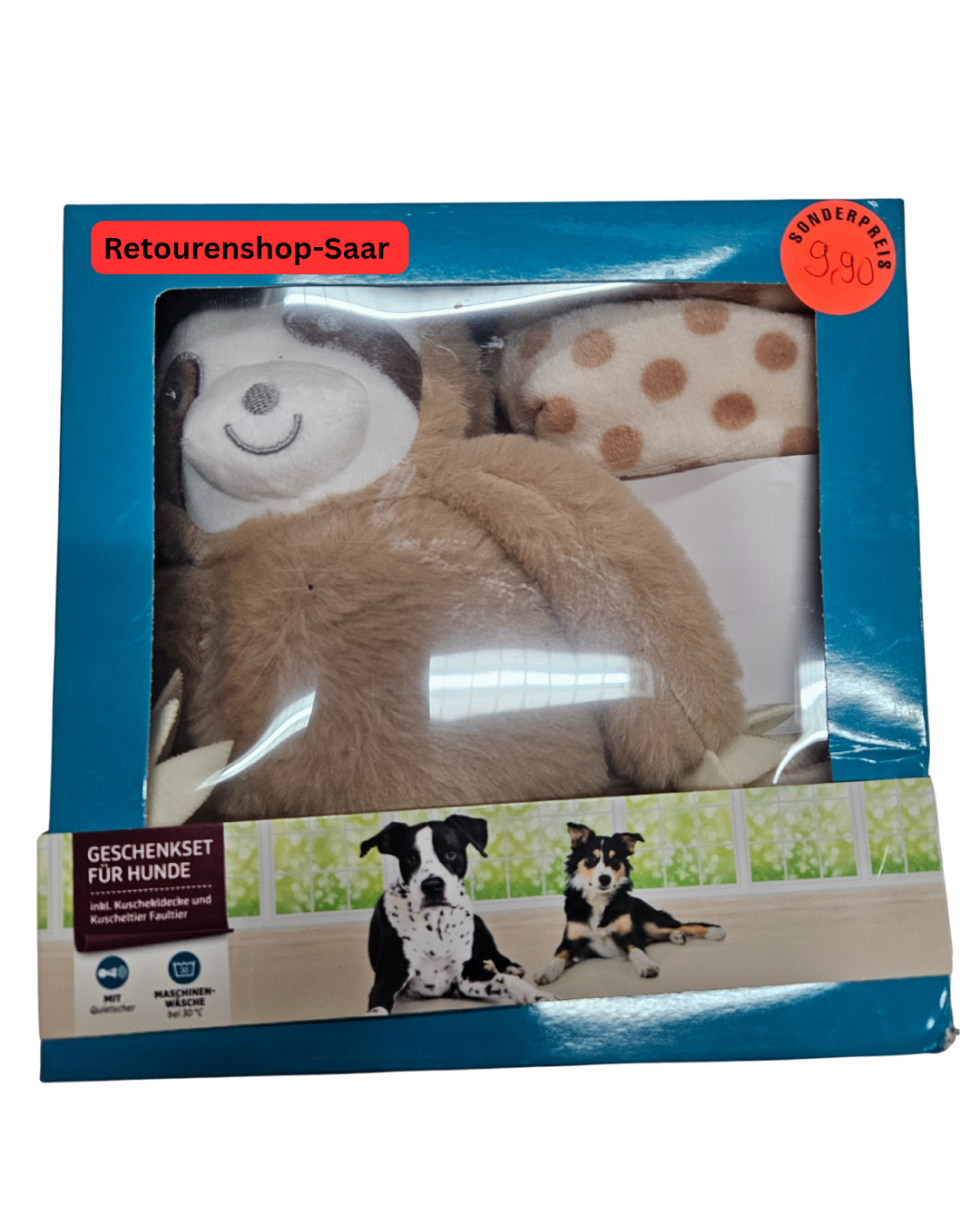 Geschenkset für Hunde – Kuscheldecke & Faultier-Kuscheltier