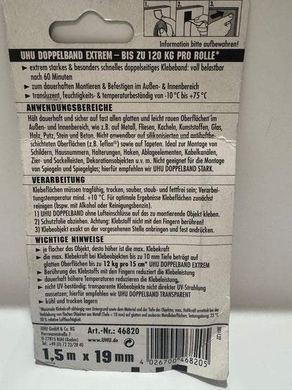 UHU Doppelband Extrem Universal Montageband 1,5m