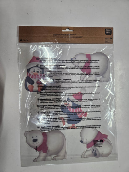 Fensterbilder Selbstklebend – Eisbären & Pinguine mit Glitzer